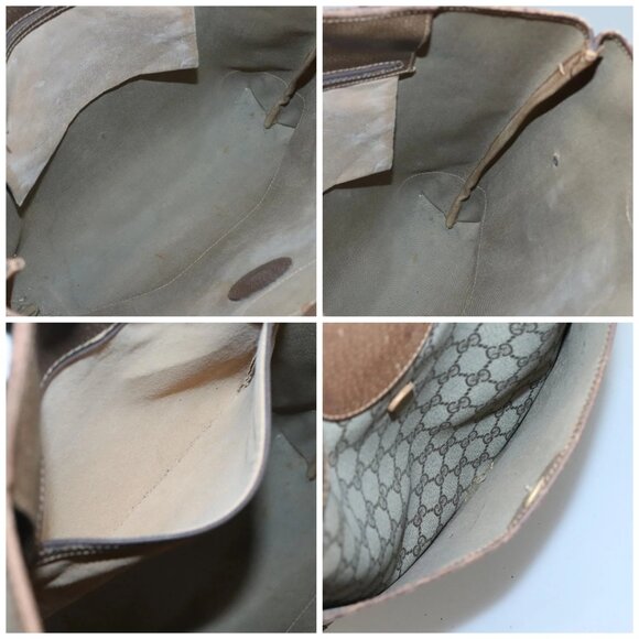 GUCCI GG Supreme Web Sherry Line Tote Bag PVC Beige 41 004 4465 Auth ti2974 - Picture 15 of 16